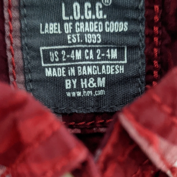 Red button up plaid long sleeve shirt - Picture 3 of 3